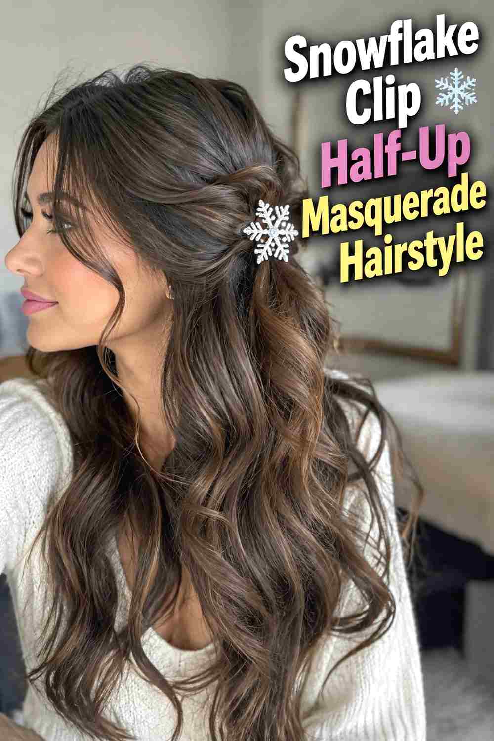 8. Snowflake Clip Half Up Masquerade Hairstyle