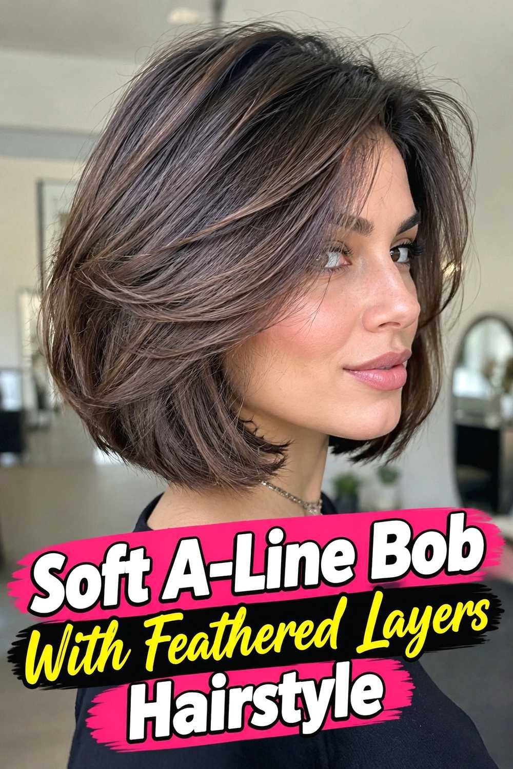 1. Soft A Line Bob With Feathered Layers Hairstyle