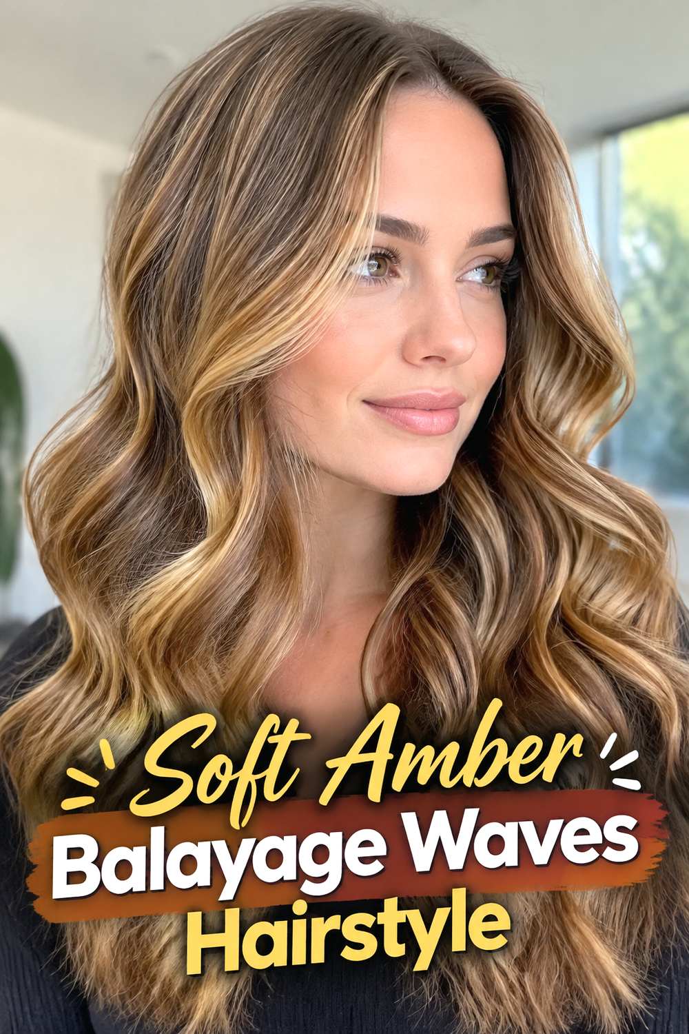 Soft Amber Balayage Waves Hairstyle