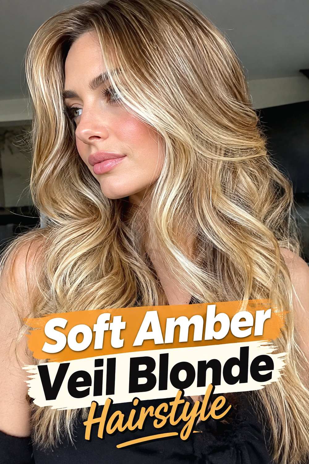 Soft Amber Veil Blonde Hairstyle