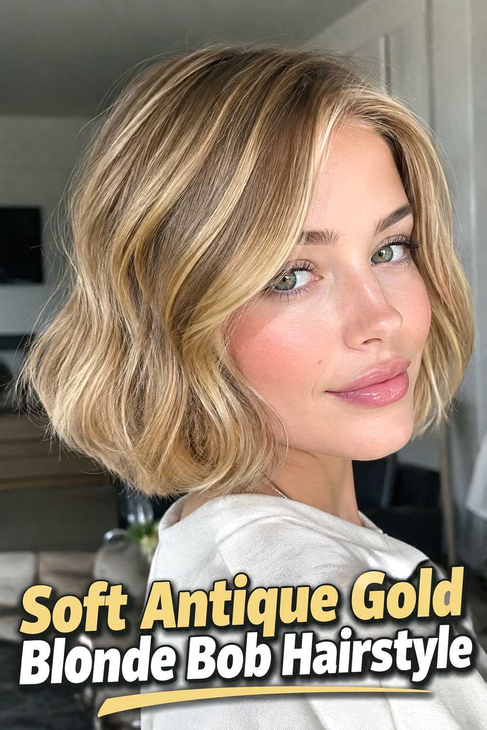 1. Soft Antique Gold Blonde Bob Hairstyle