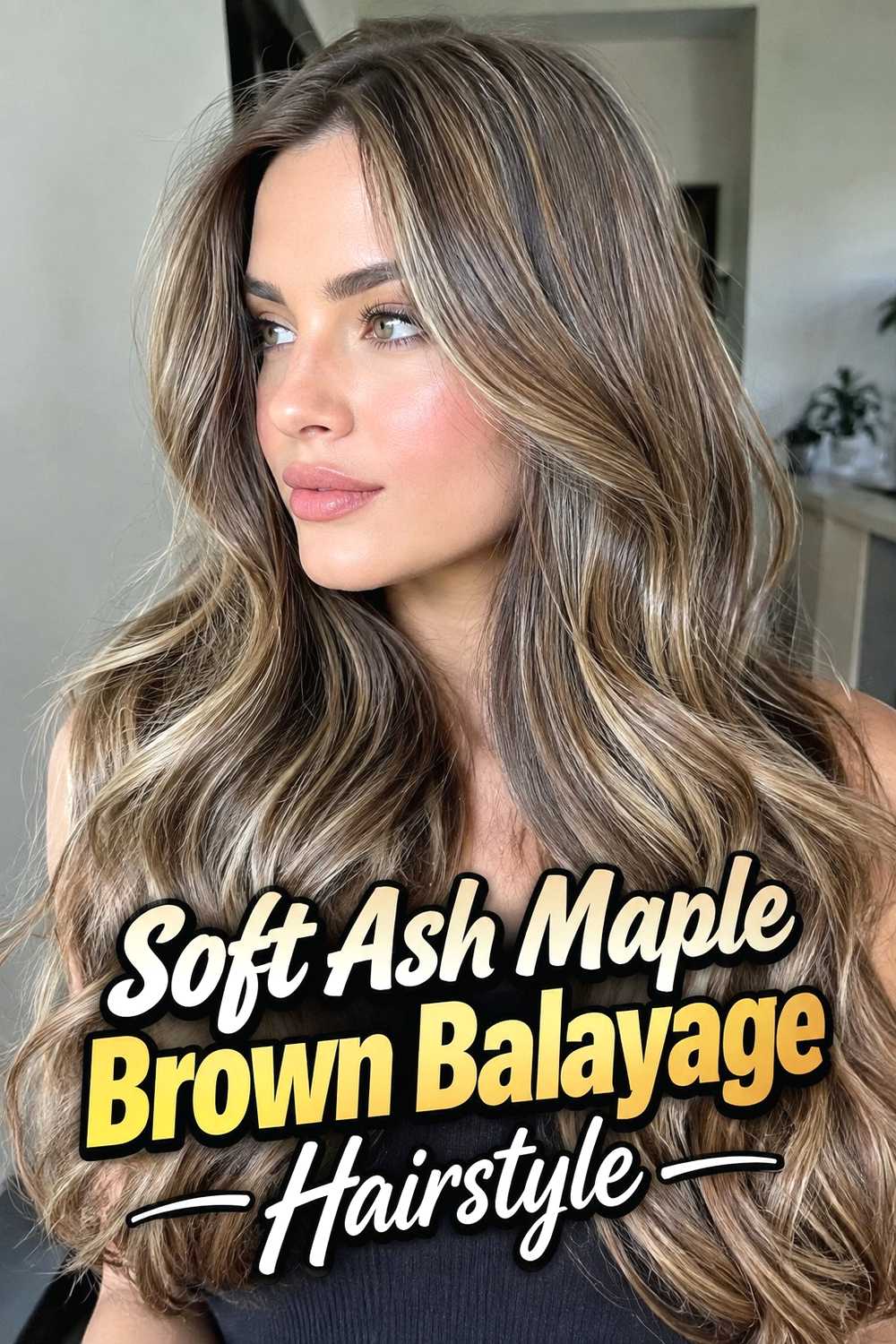 12. Soft Ash Maple Brown Balayage Hairstyle