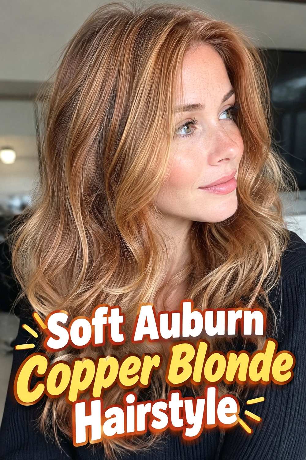 7. Soft Auburn Copper Blonde Hairstyle