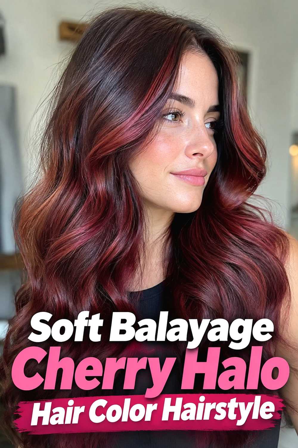 12. Soft Balayage Cherry Halo Hair Color Hairstyle