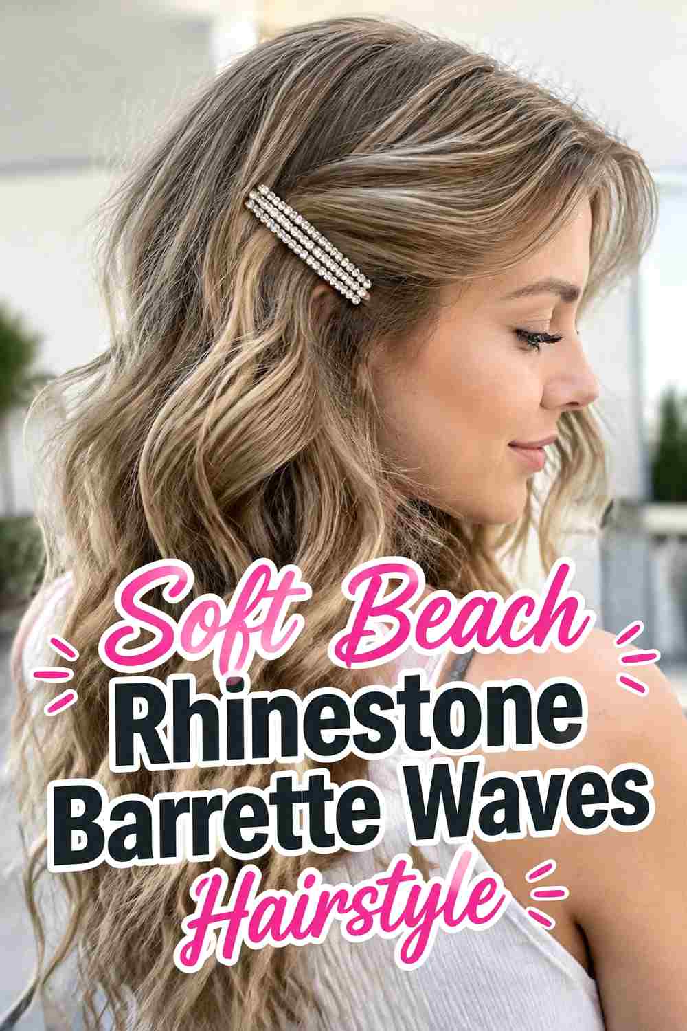 5. Soft Beach Rhinestone Barrette Waves Hairstyle