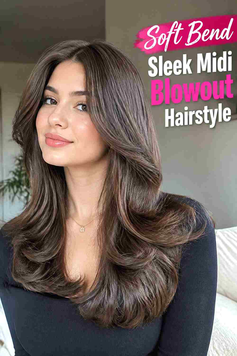 4. Soft Bend Sleek Midi Blowout Hairstyle