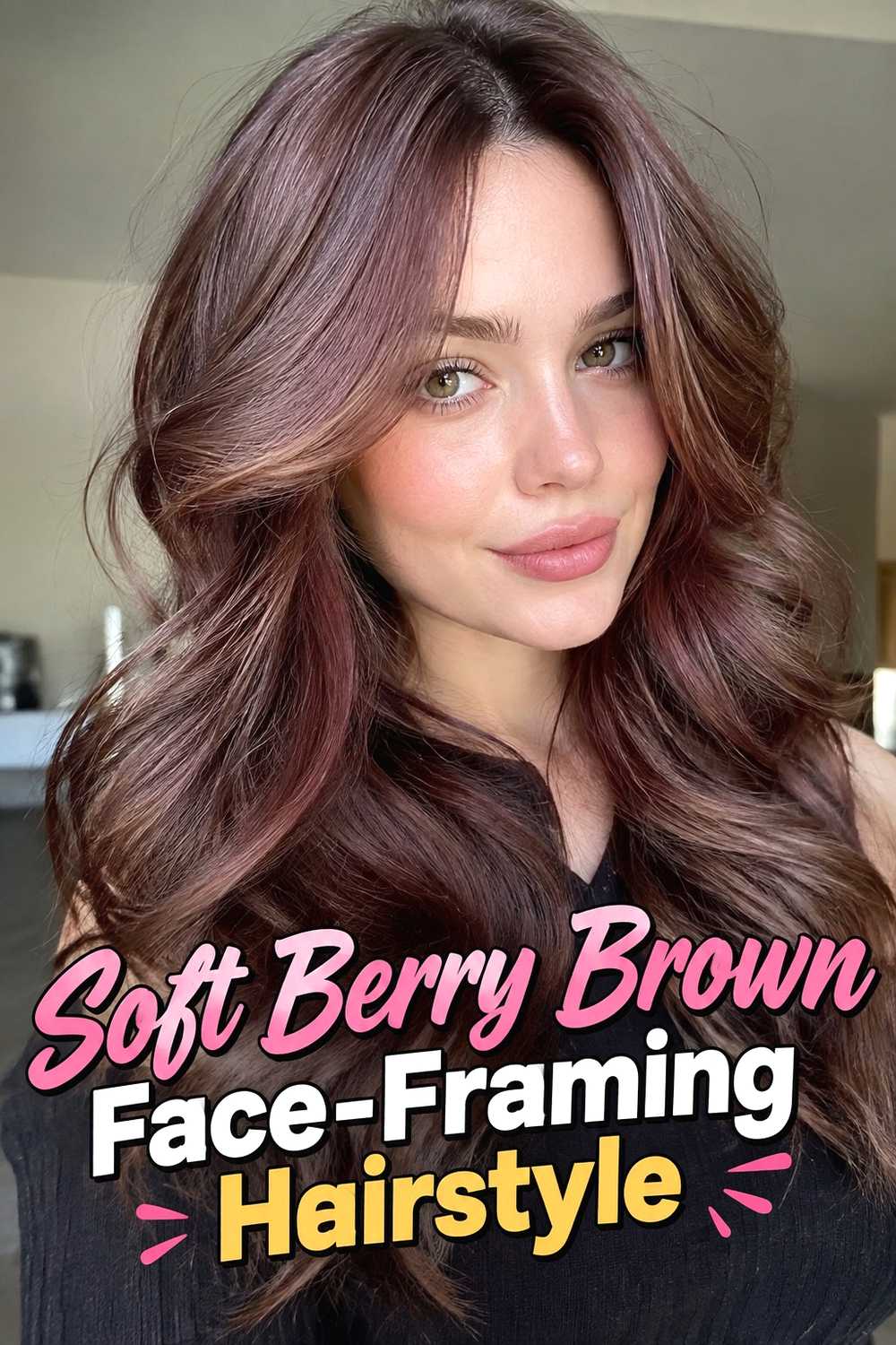 10. Soft Berry Brown Face Framing Hairstyle