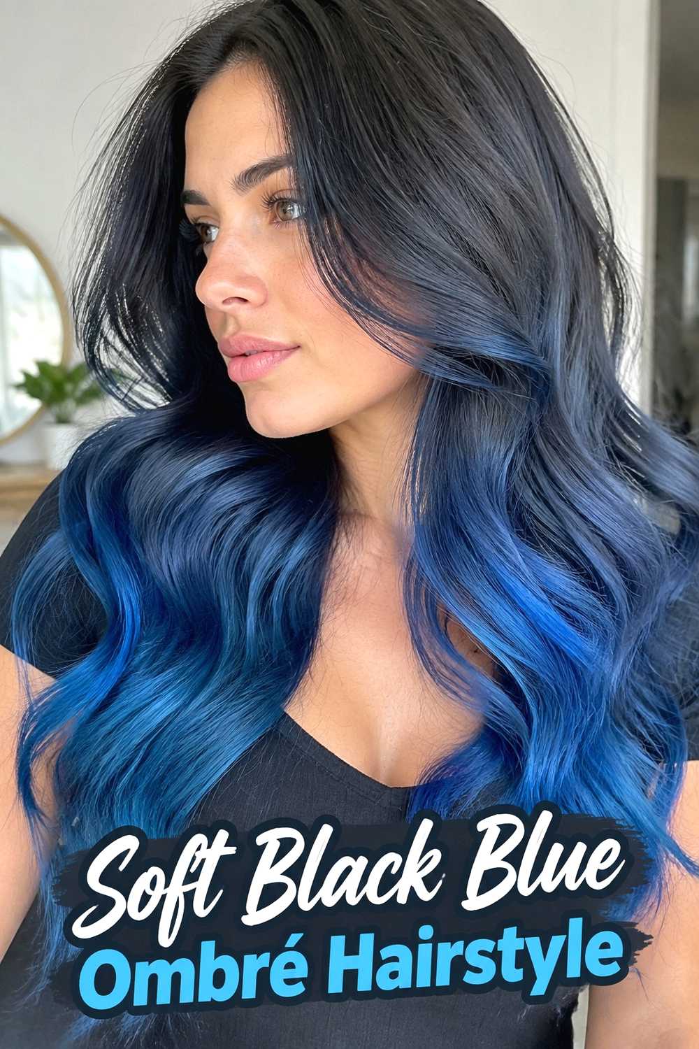 9. Soft Black Blue Ombre Hairstyle
