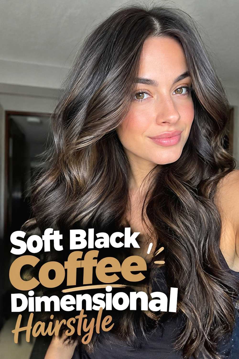 18. Soft Black Coffee Dimensional Hairstyle
