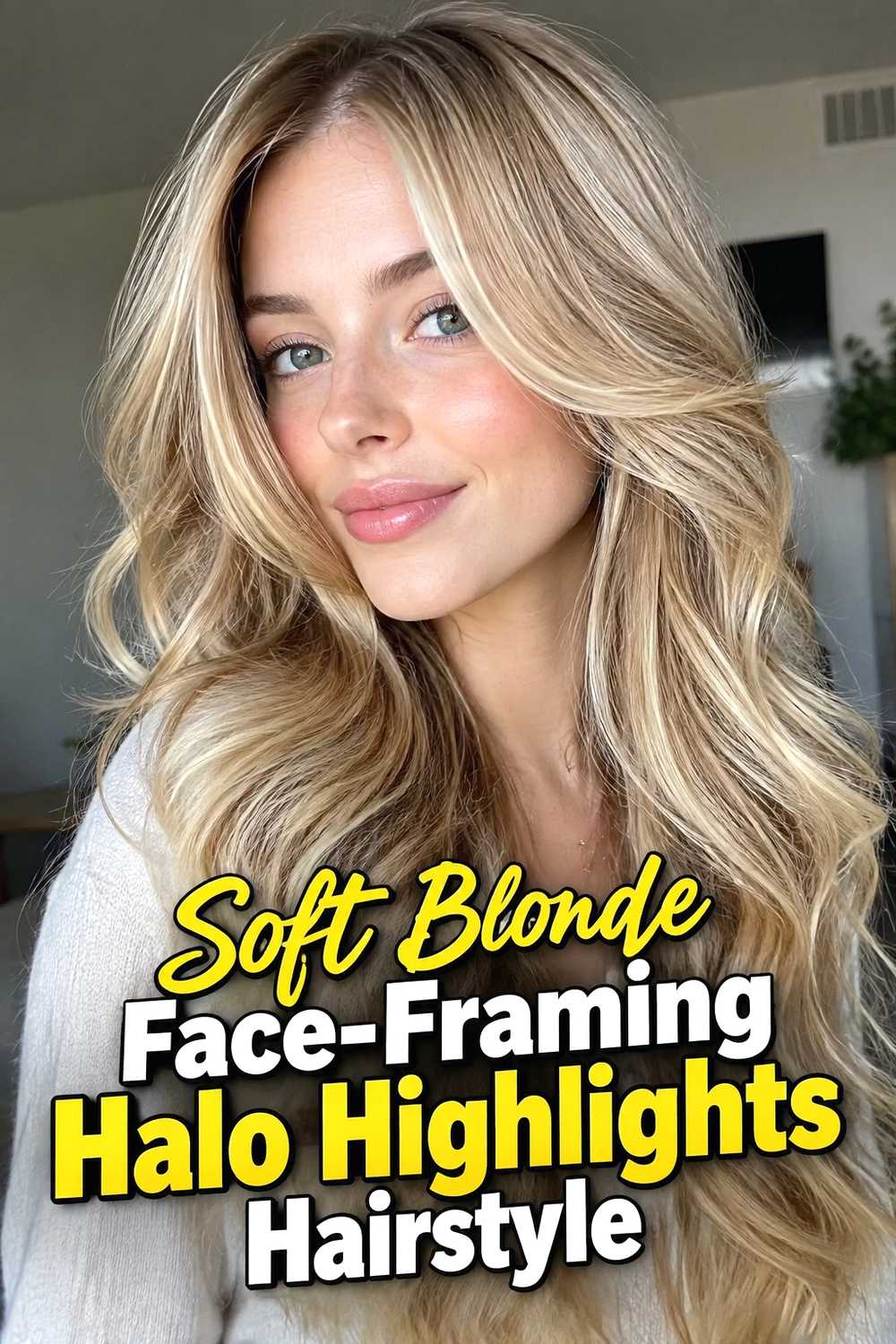 1. Soft Blonde Face Framing Halo Highlights Hairstyle