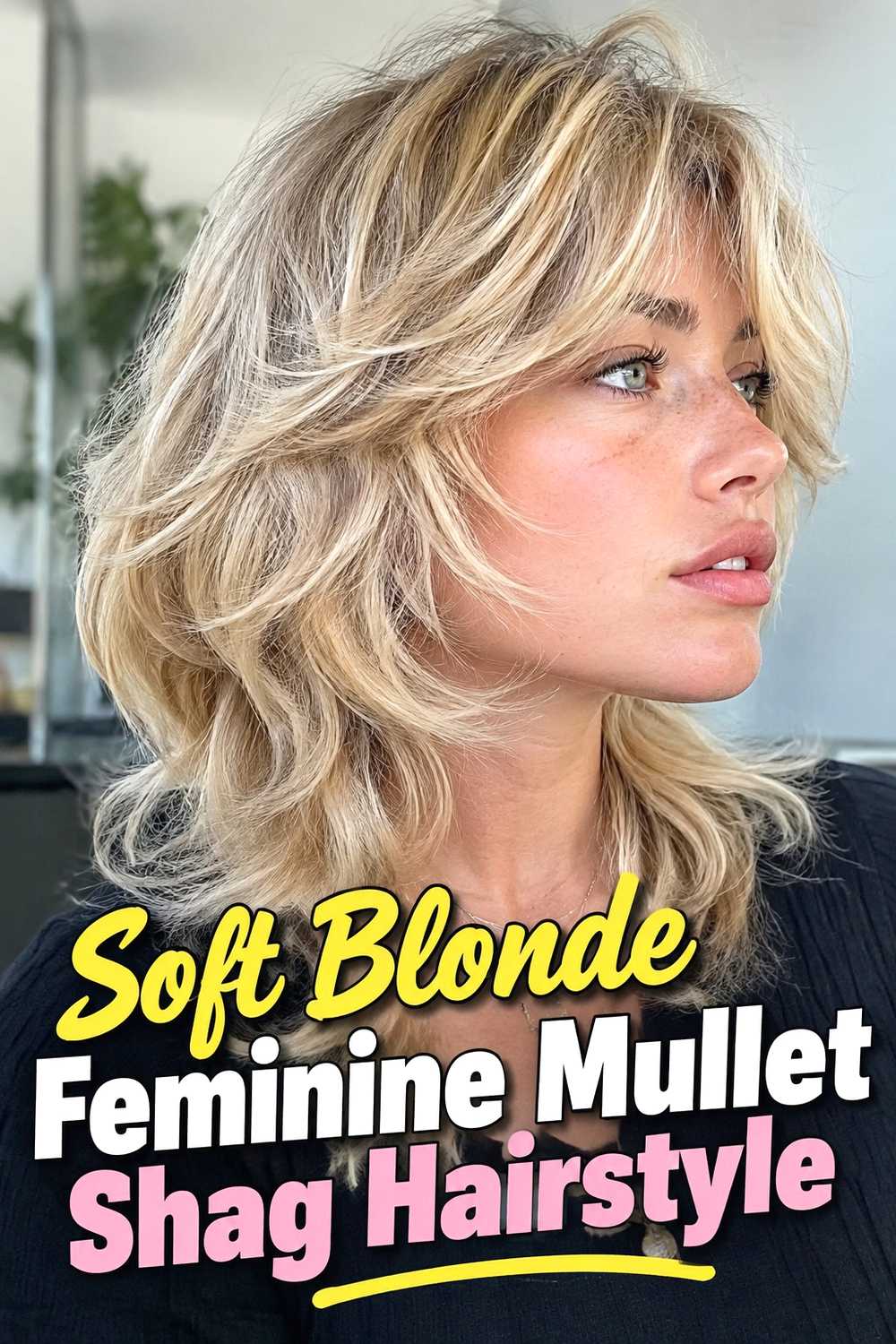 10. Soft Blonde Feminine Mullet Shag Hairstyle