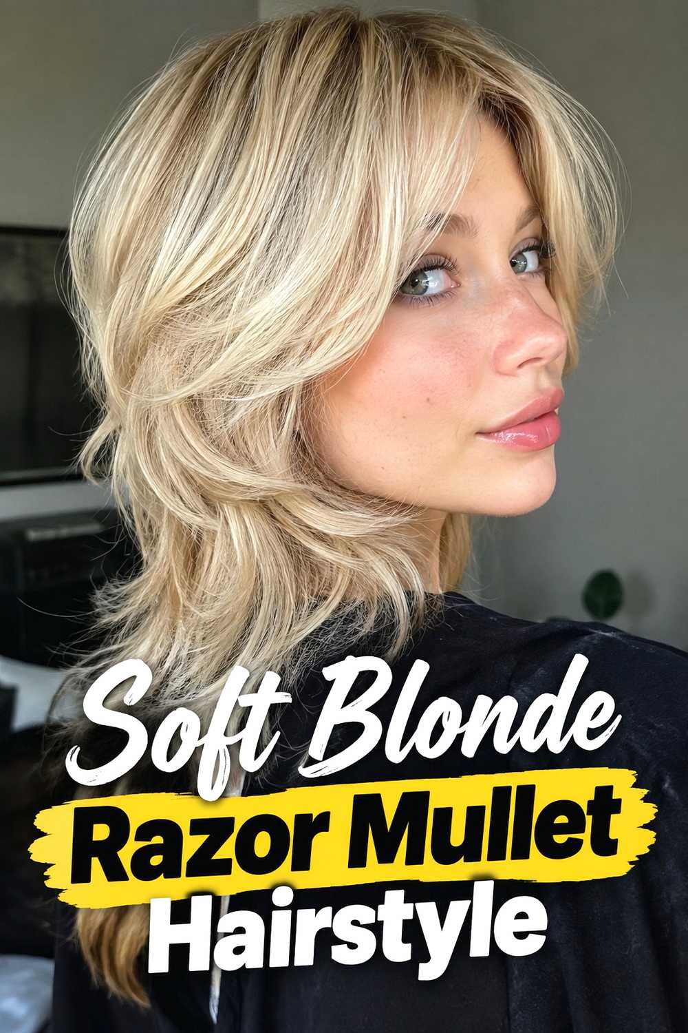 18. Soft Blonde Razor Mullet Hairstyle