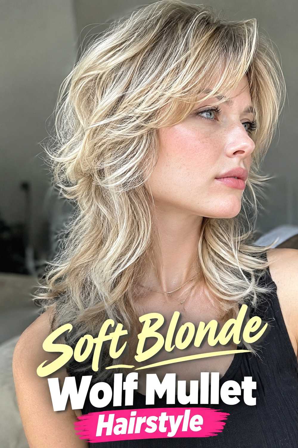 14. Soft Blonde Wolf Mullet Hairstyle