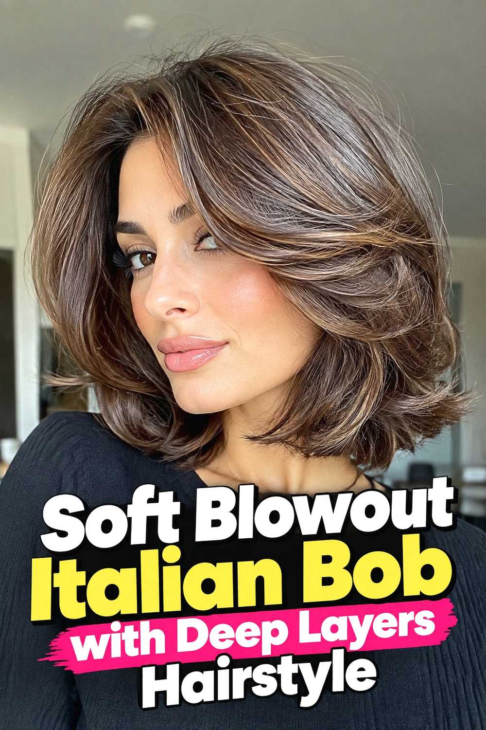 14. Soft Blowout Italian Bob With Deep Layers Hairstyle