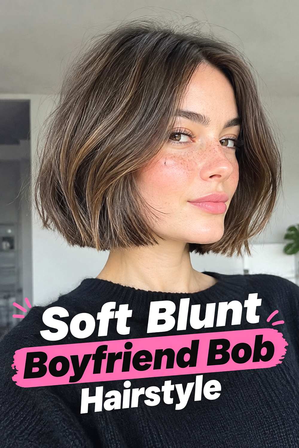 Soft Blunt Boyfriend Bob Hairstyle
