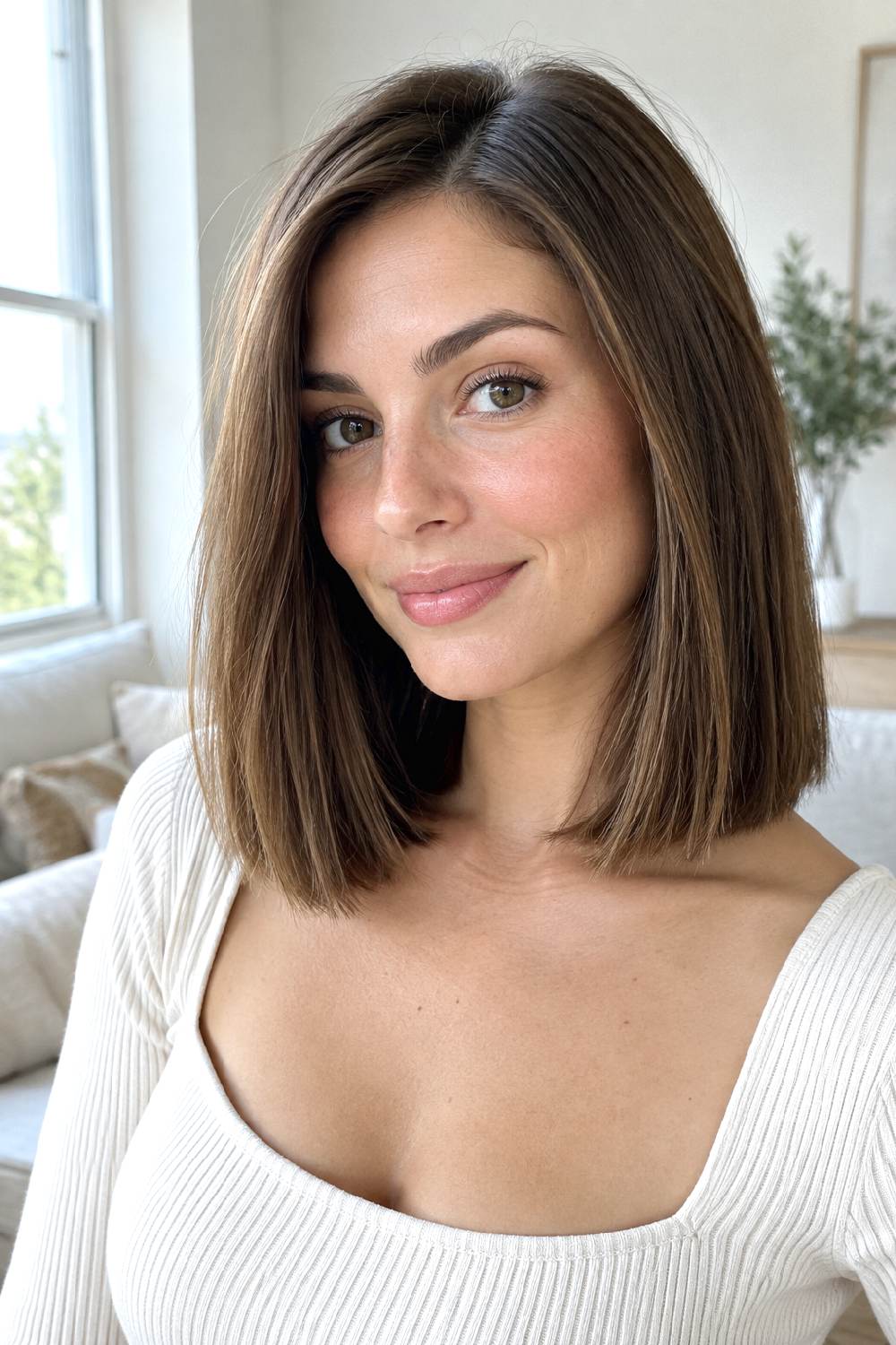 Soft Blunt Collarbone Lob Hairstyle