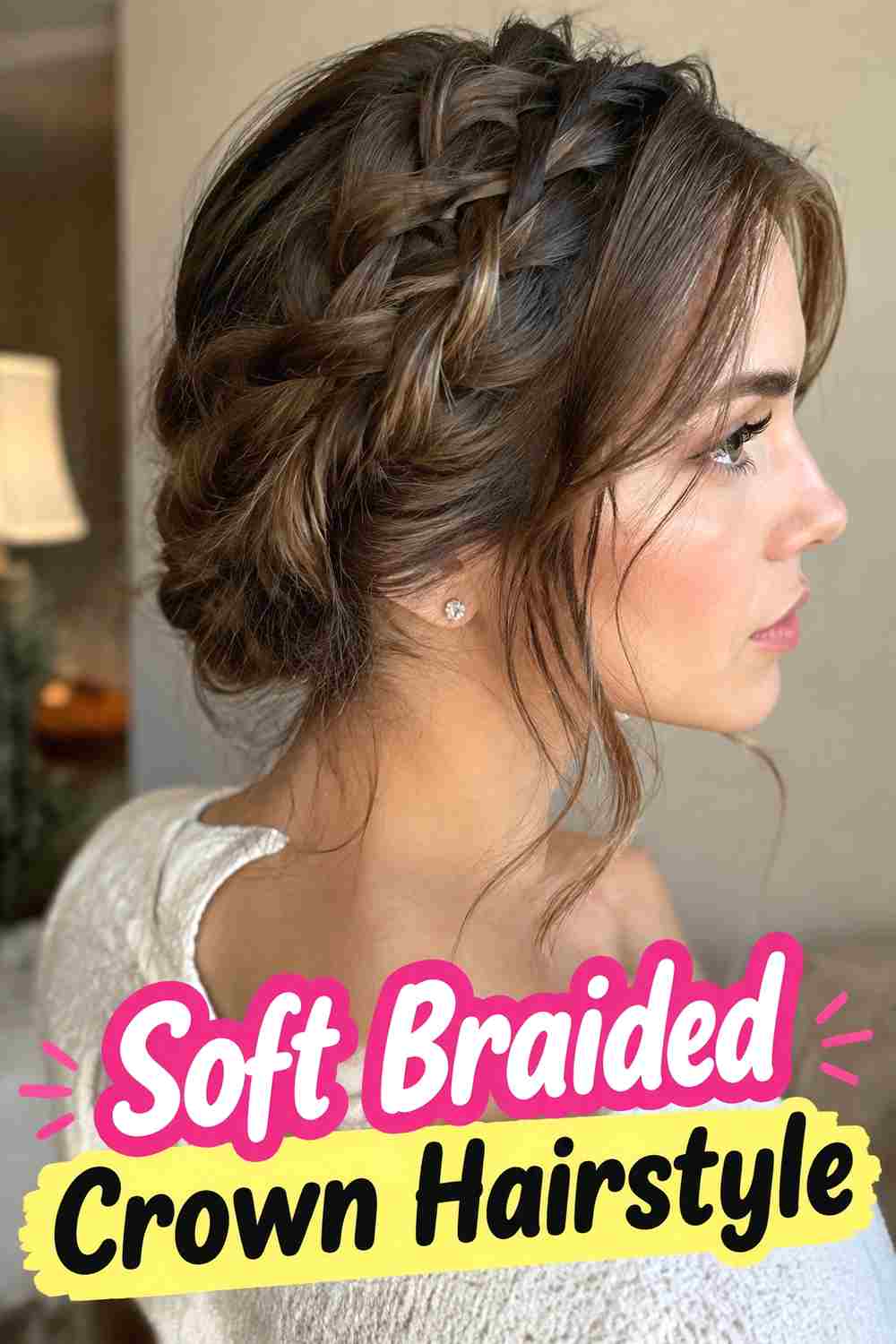 4. Soft Braided Crown Hairstyle
