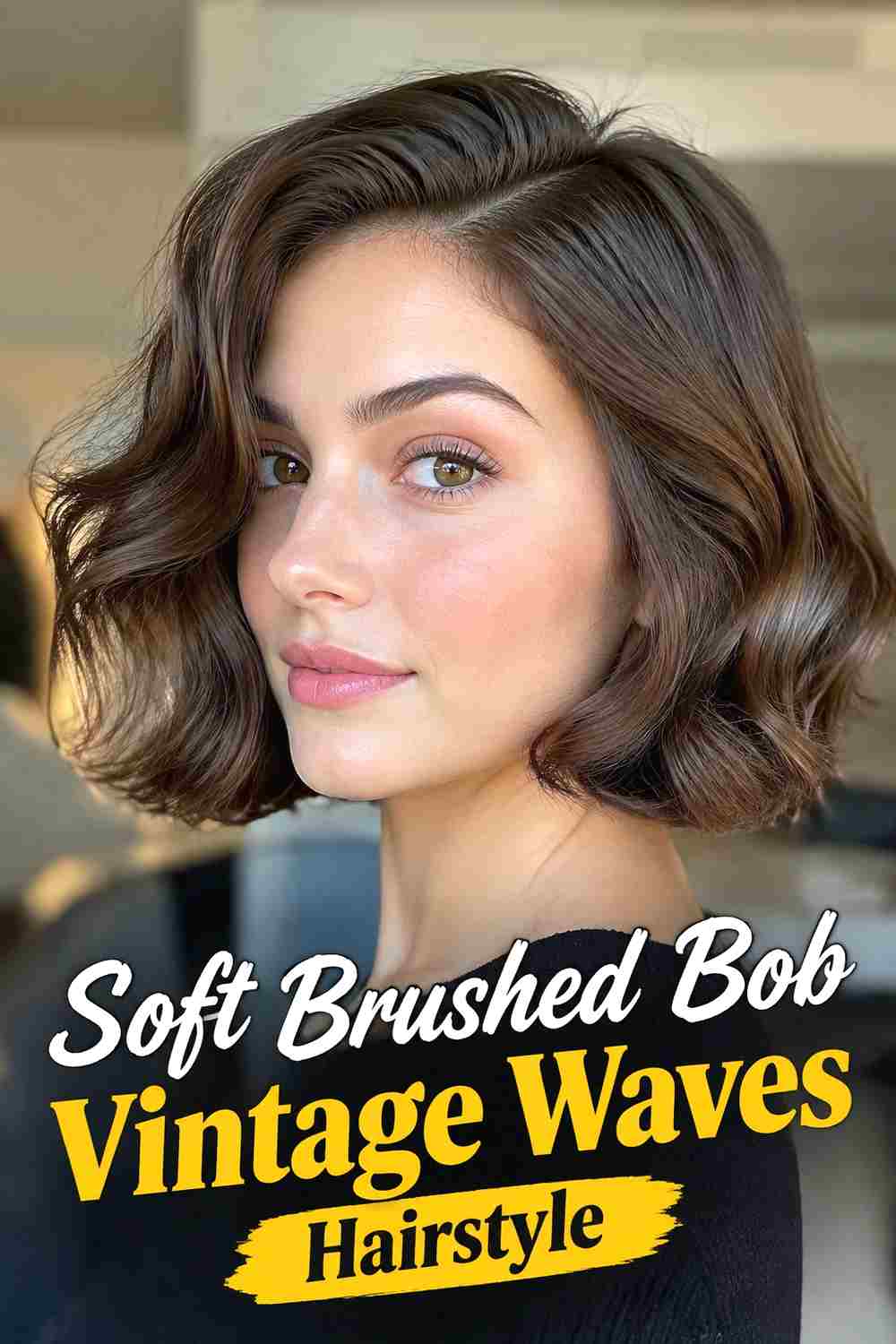 14. Soft Brushed Bob Vintage Waves Hairstyle