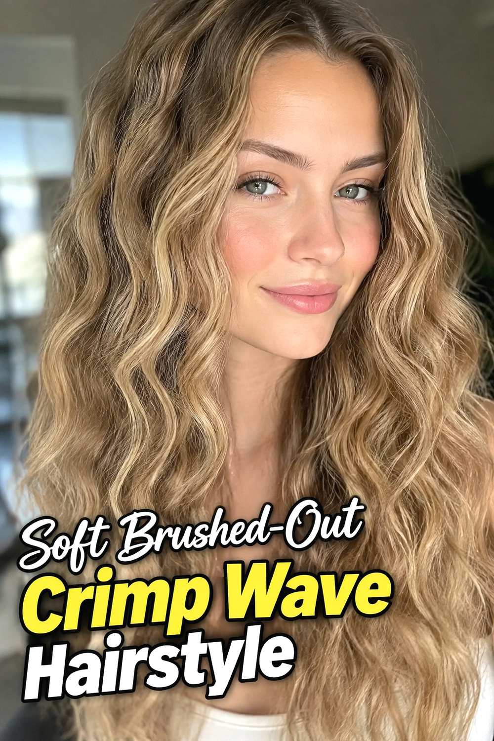 1. Soft Brushed Out Crimp Wave Hairstyle