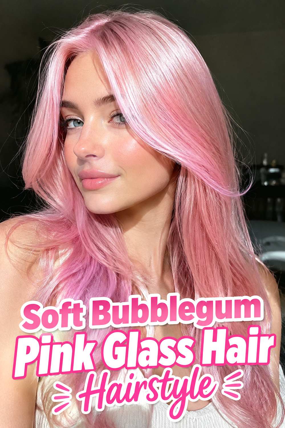 Soft Bubblegum Pink Glass Hair Hairstyle