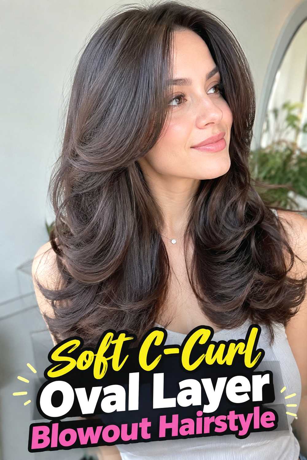 6. Soft C Curl Oval Layer Blowout Hairstyle
