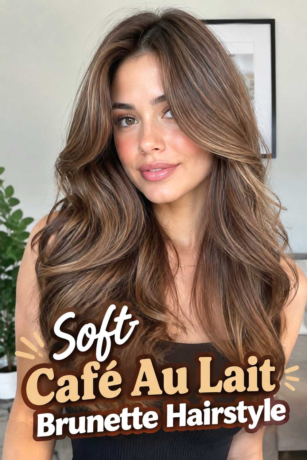 1. Soft Cafe Au Lait Brunette Hairstyle