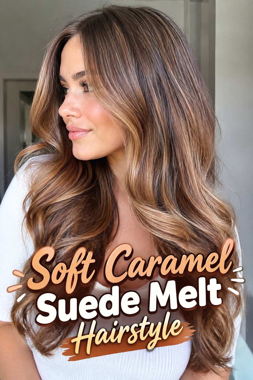 1. Soft Caramel Suede Melt Hairstyle