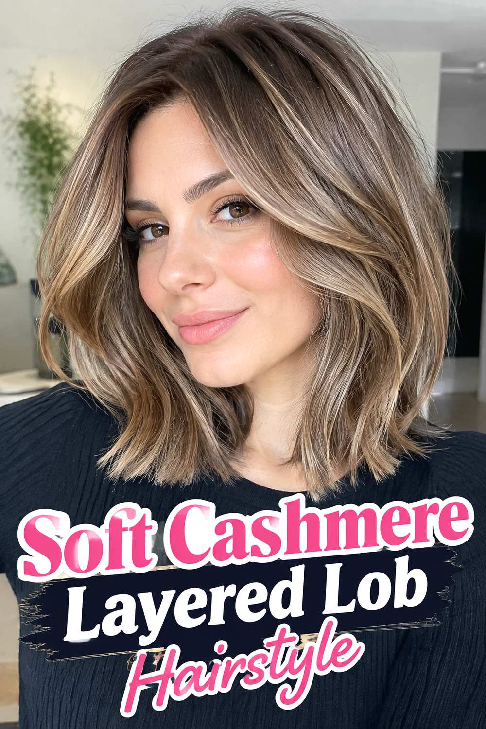 Soft Cashmere Layered Lob Hairstyle