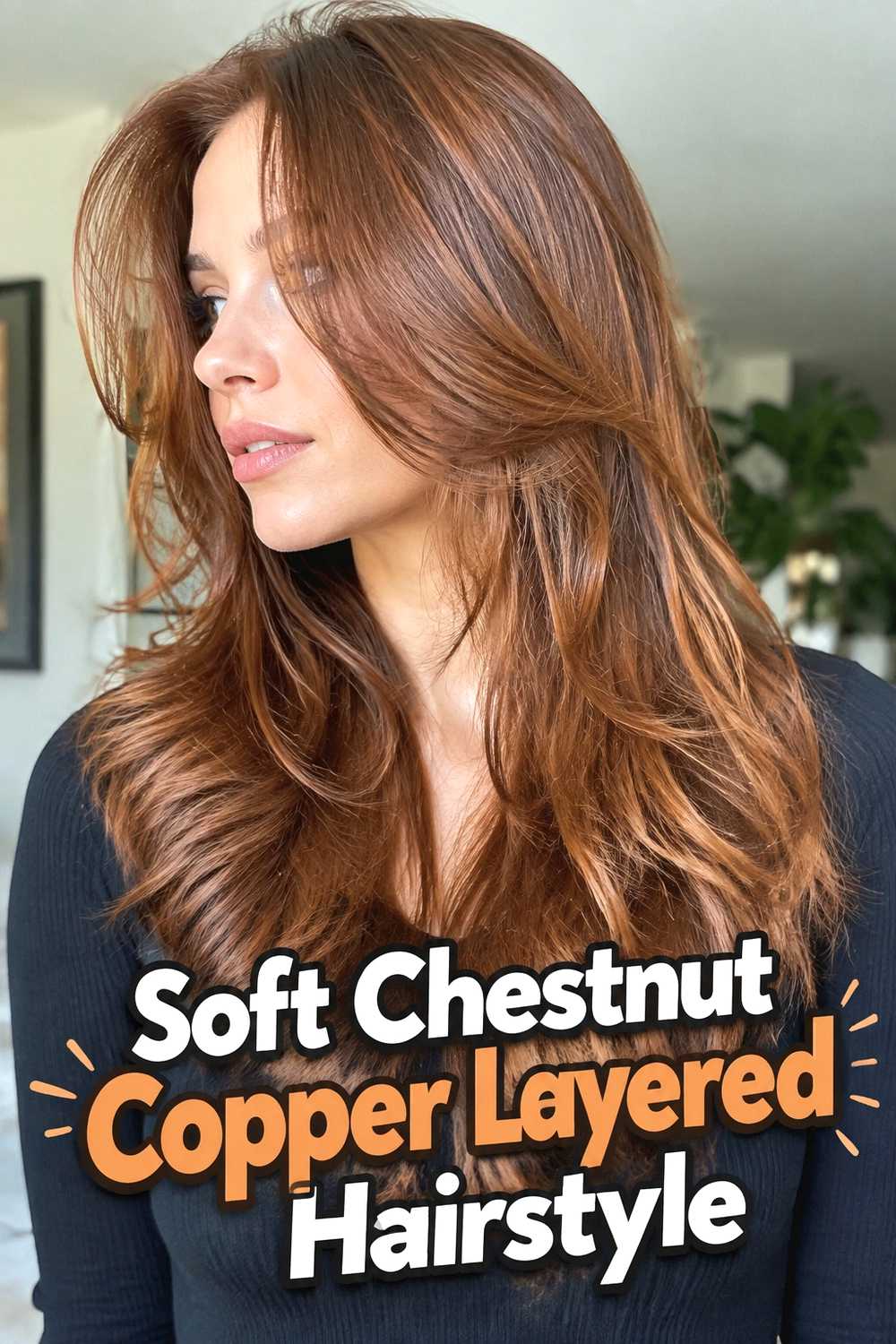 1. Soft Chestnut Copper Layered Hairstyle