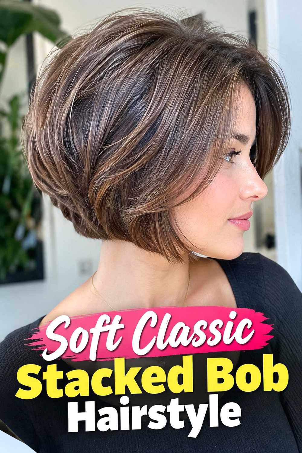 1. Soft Classic Stacked Bob Hairstyle