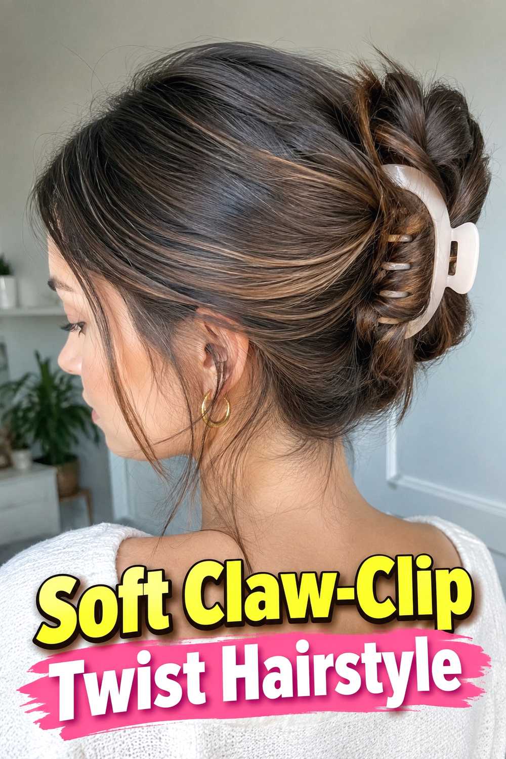 9. Soft Claw Clip Twist Hairstyle