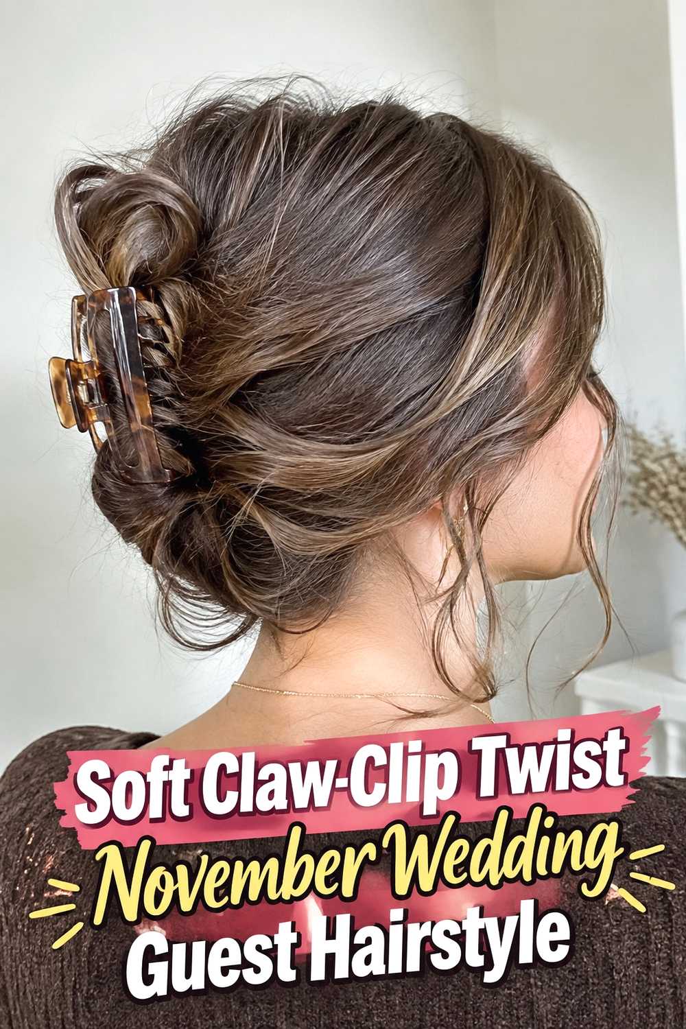 12. Soft Claw Clip Twist November Wedding Guest Hairstyle