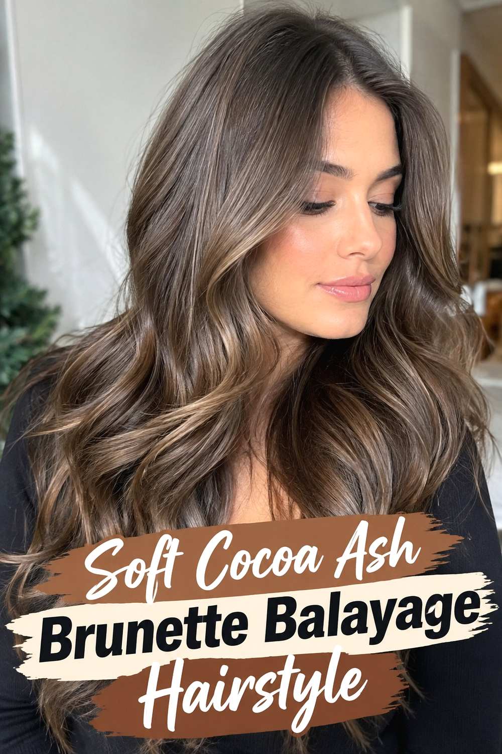 1. Soft Cocoa Ash Brunette Balayage Hairstyle