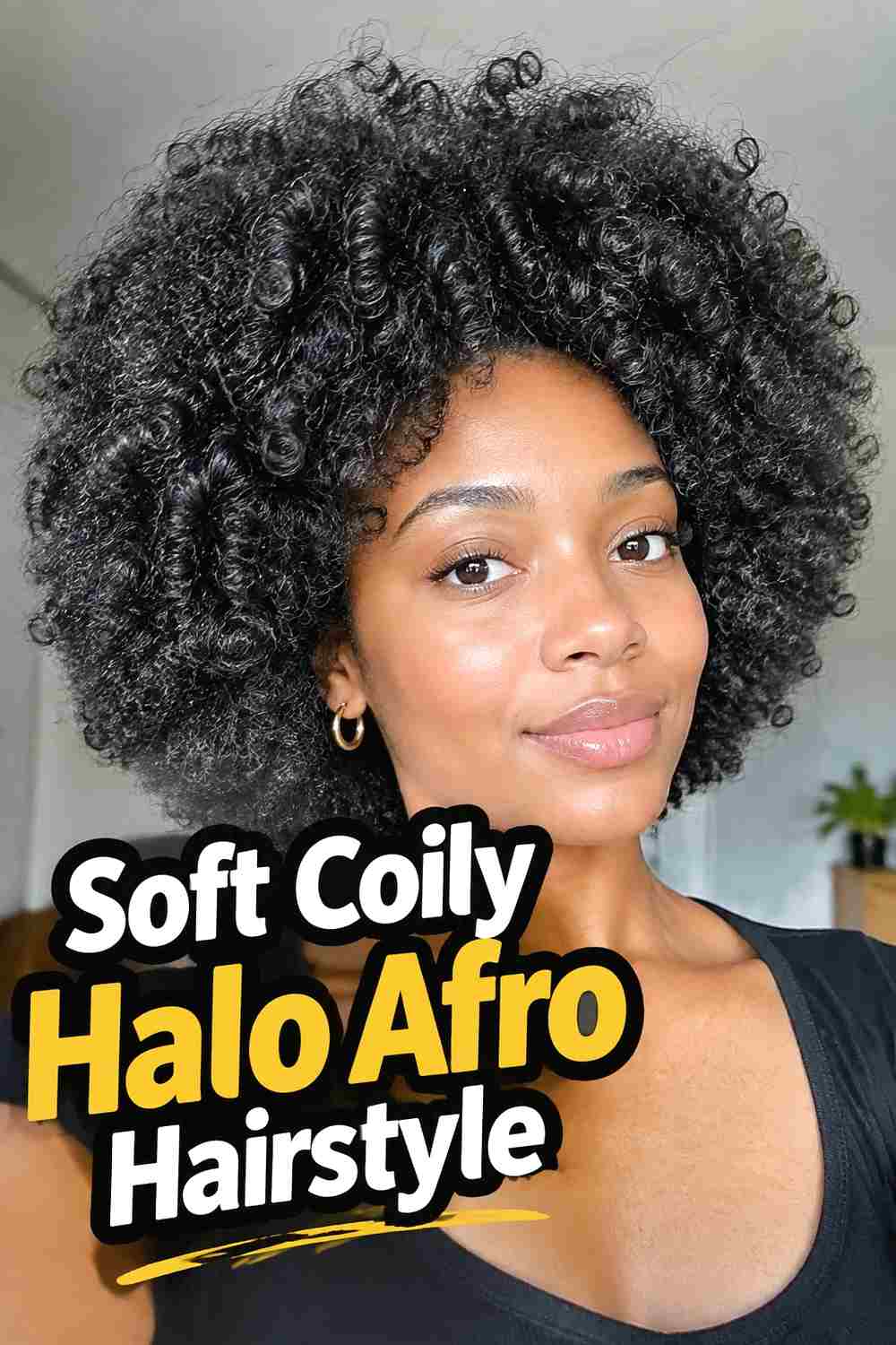13. Soft Coily Halo Afro Hairstyle