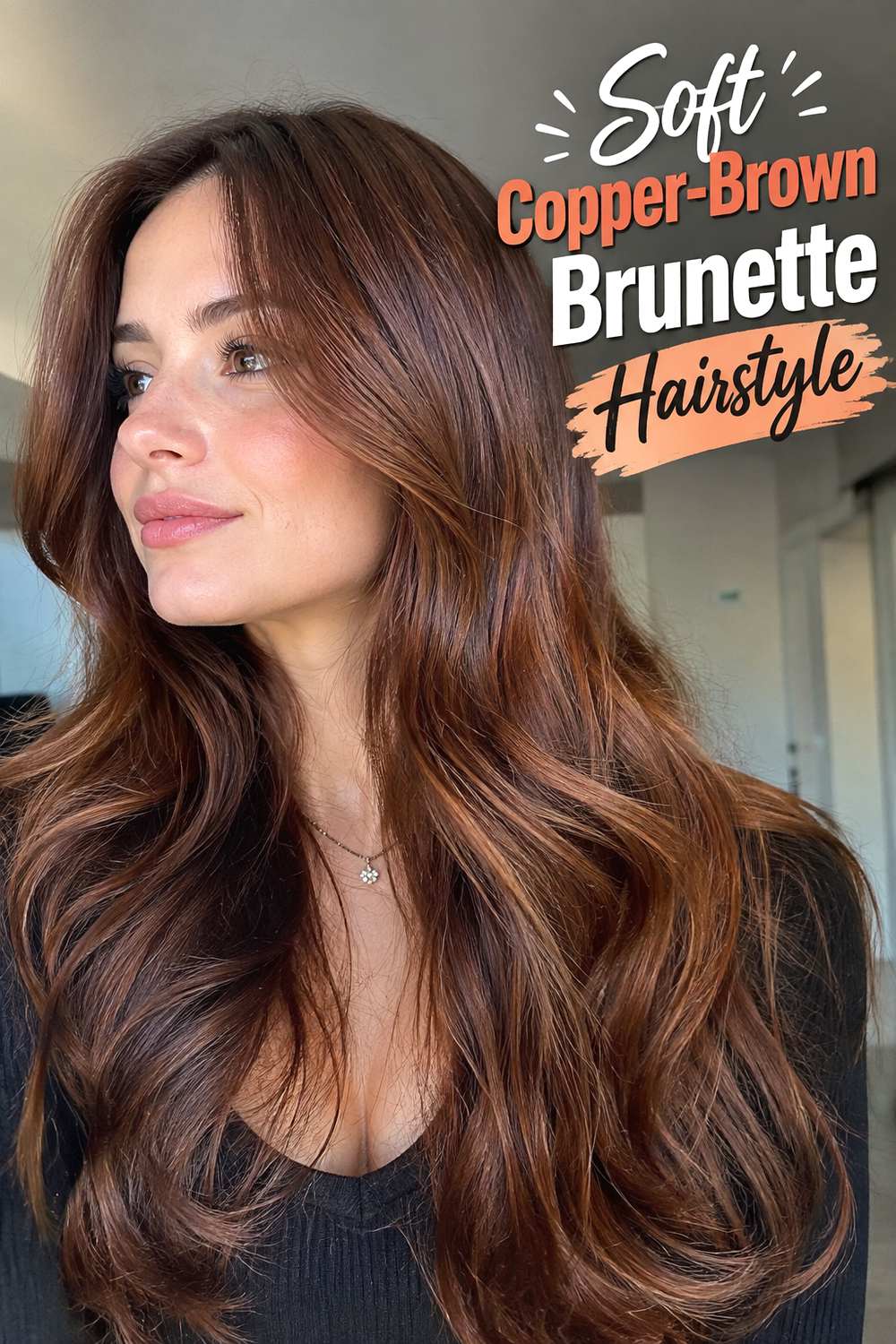 Soft Copper-Brown Brunette Hairstyle