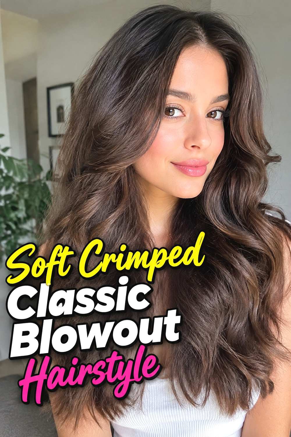 1. Soft Crimped Classic Blowout Hairstyle