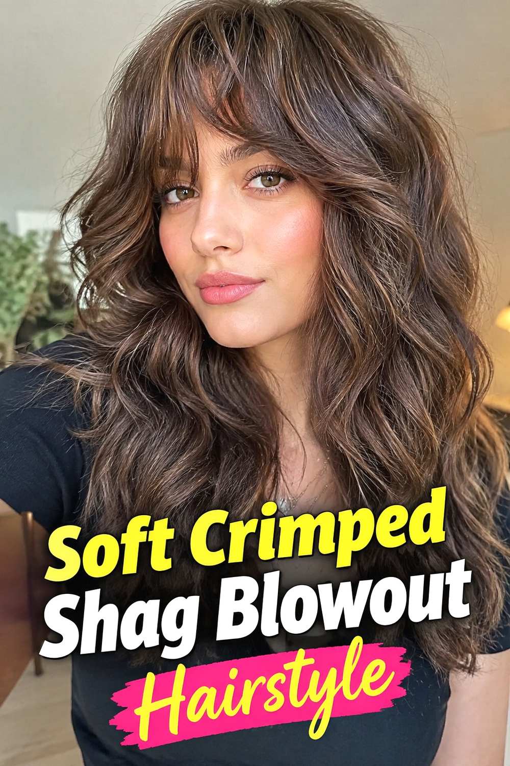 10. Soft Crimped Shag Blowout Hairstyle