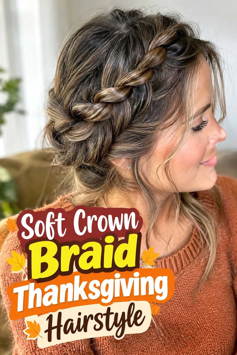1. Soft Crown Braid Thanksgiving Hairstyle
