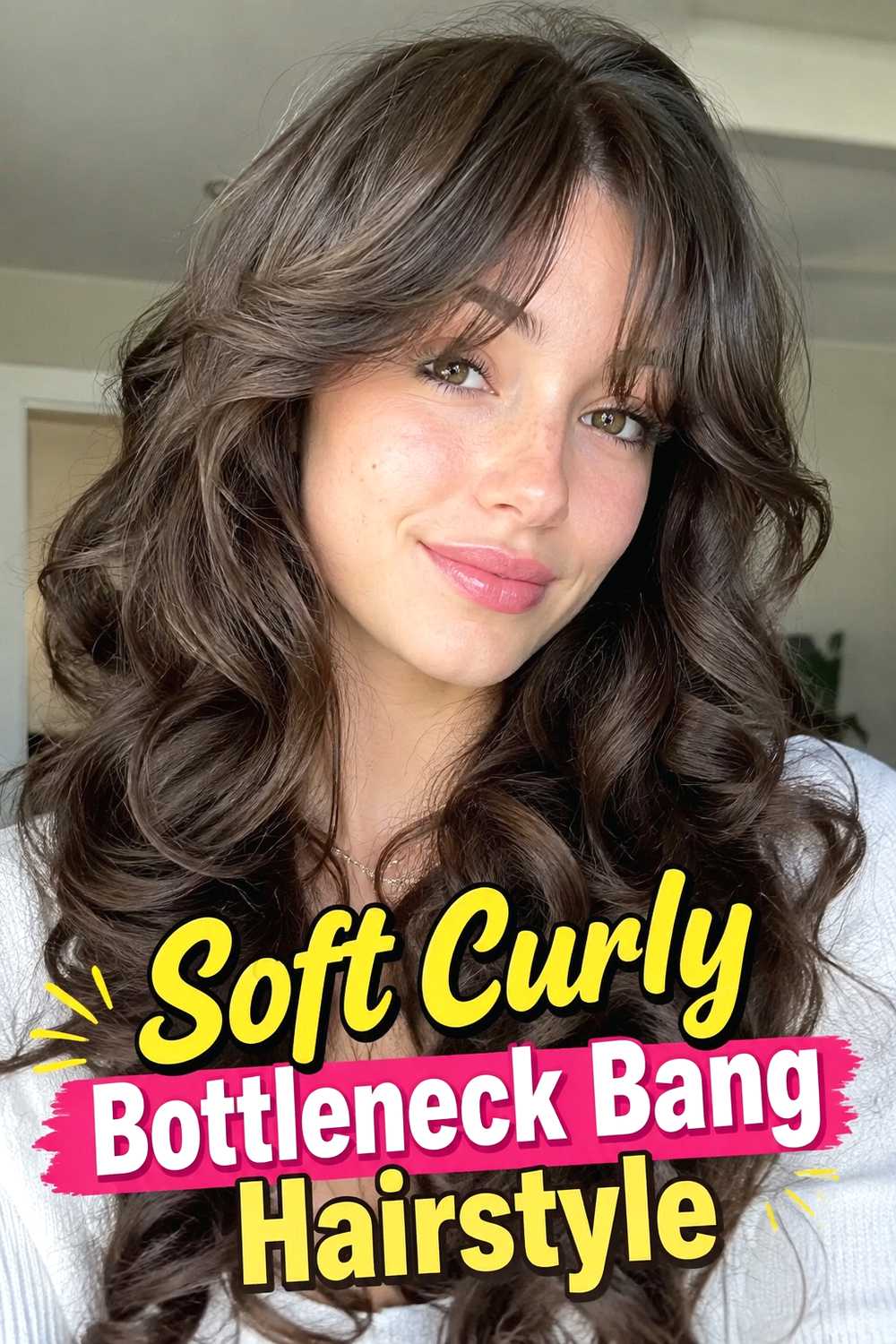 1. Soft Curly Bottleneck Bang Hairstyle