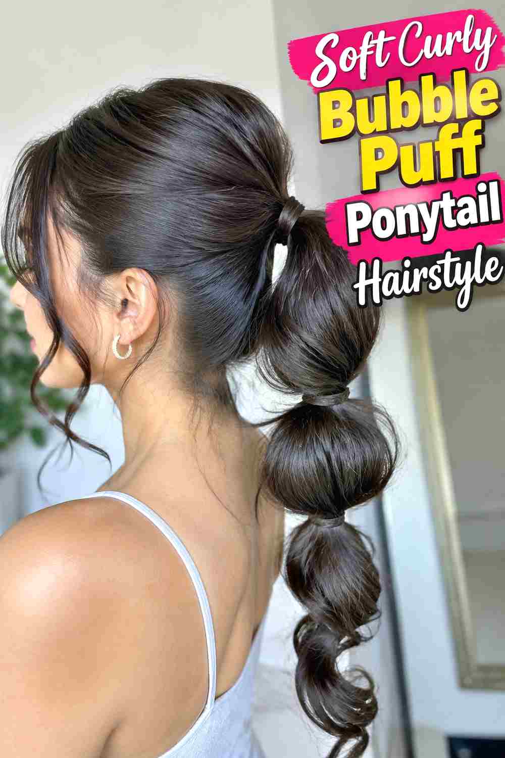 5. Soft Curly Bubble Puff Ponytail Hairstyle