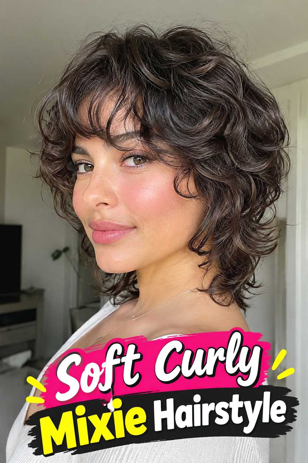 1. Soft Curly Mixie Hairstyle