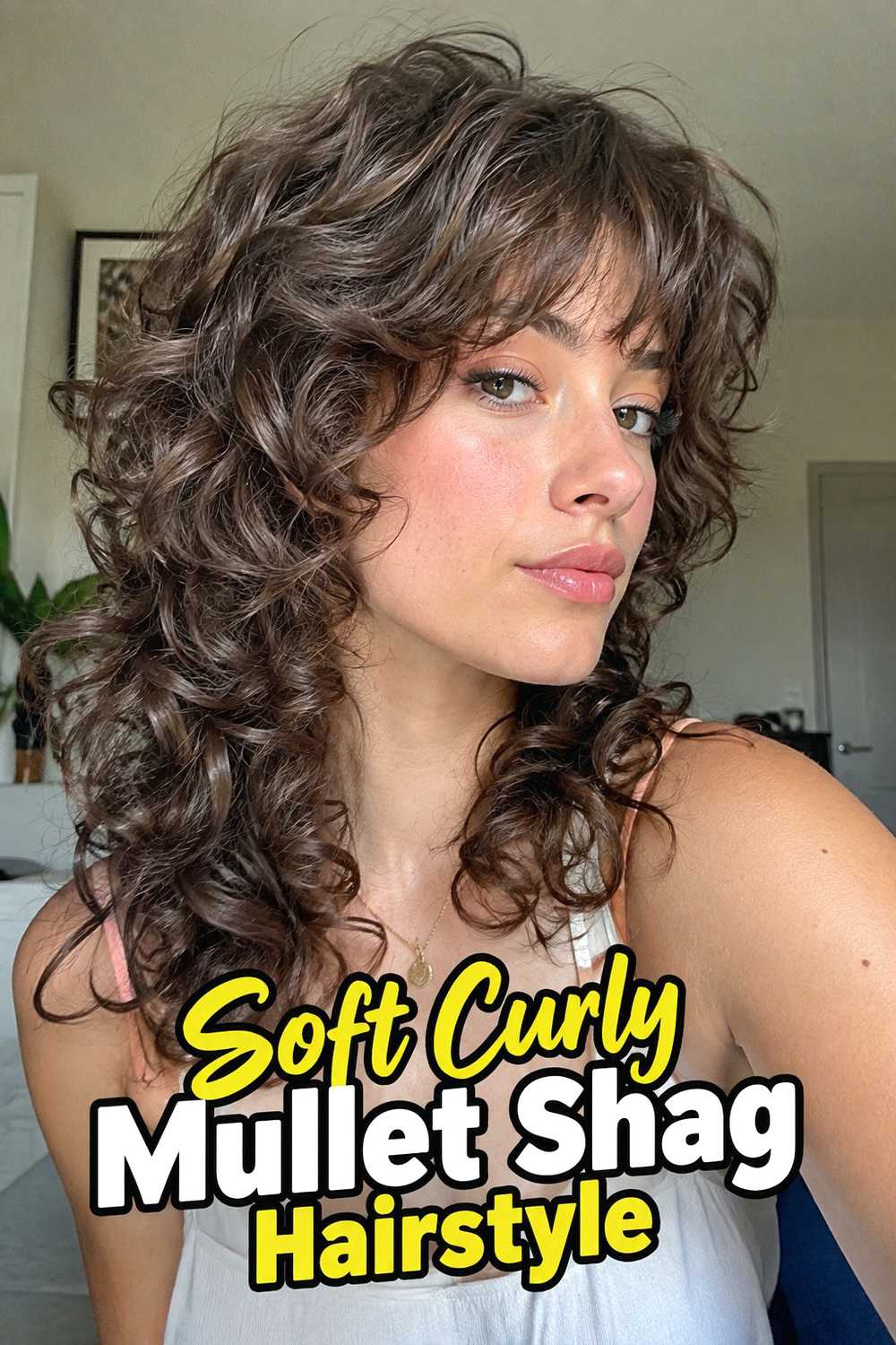 1. Soft Curly Mullet Shag Hairstyle