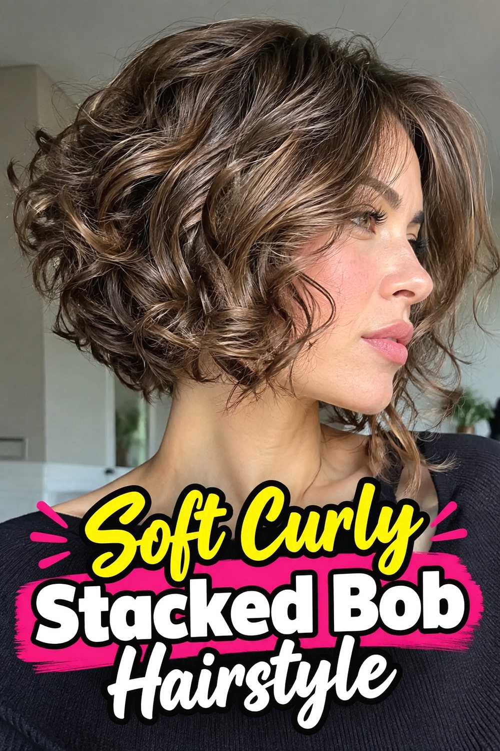 11. Soft Curly Stacked Bob Hairstyle