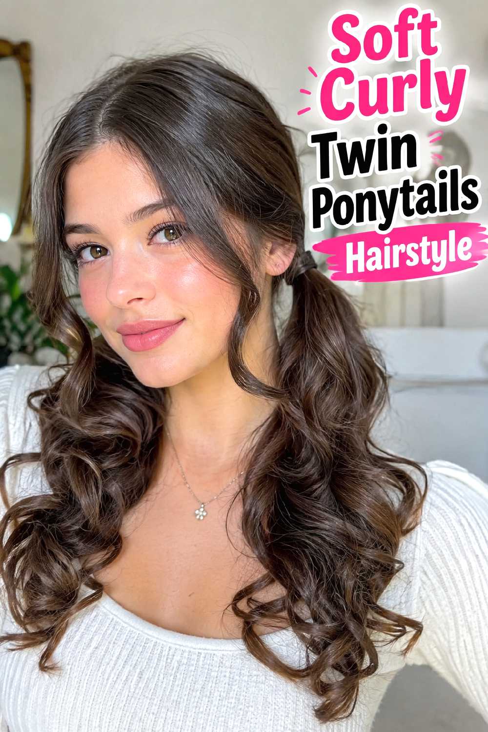 Soft Curly Twin Ponytails Hairstyle