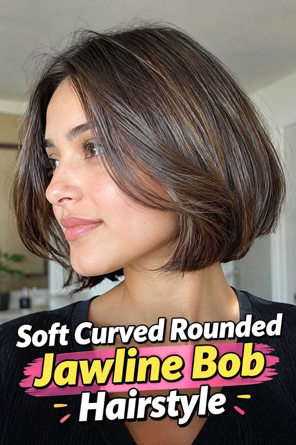 8. Soft Curved Rounded Jawline Bob Hairstyle