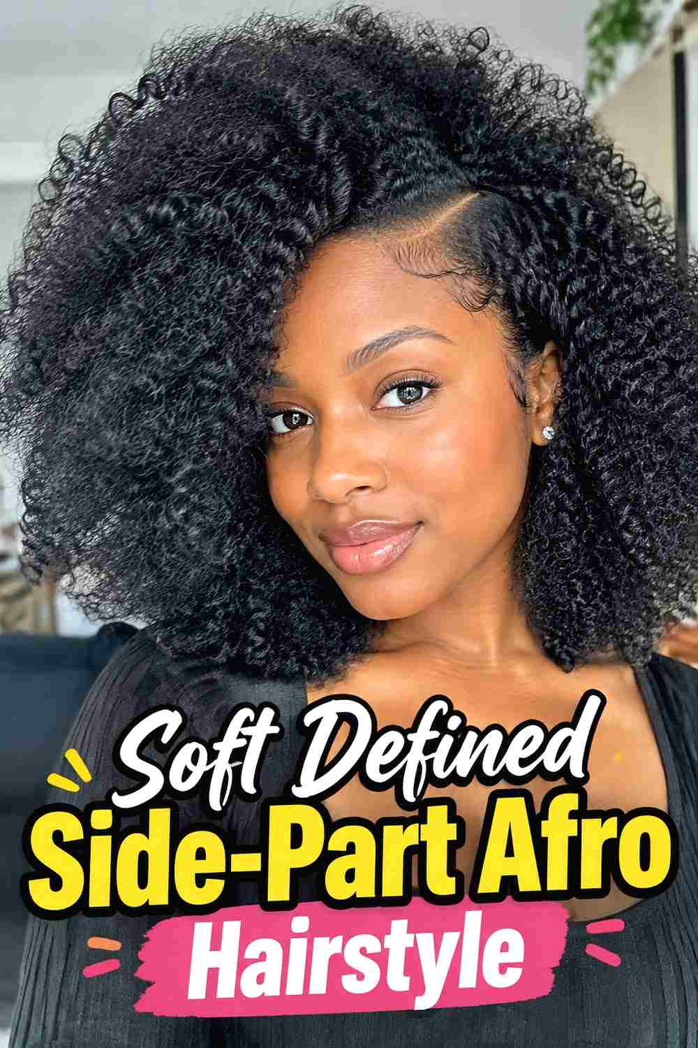4. Soft Defined Side Part Afro Hairstyle