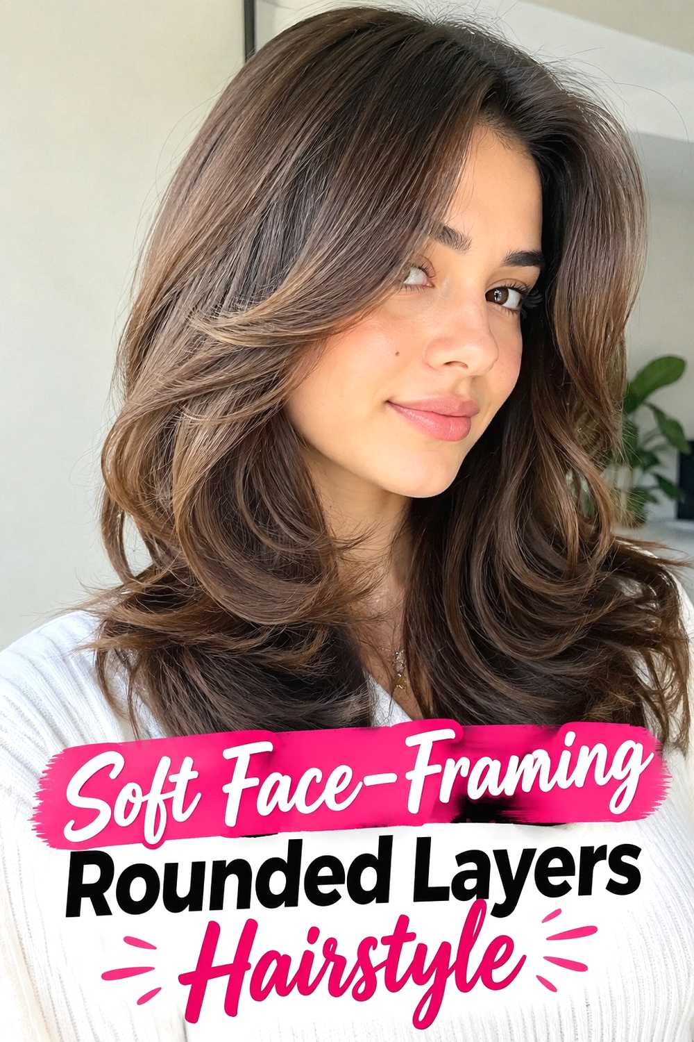 2. Soft Face Framing Rounded Layers Hairstyle
