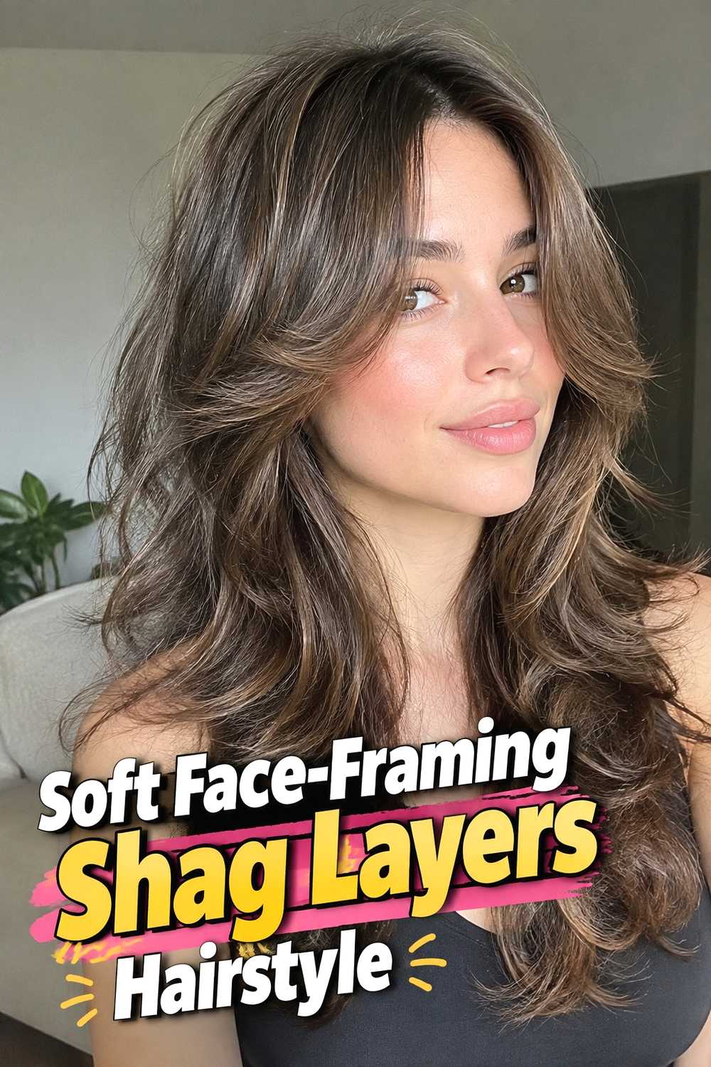 1. Soft Face Framing Shag Layers Hairstyle