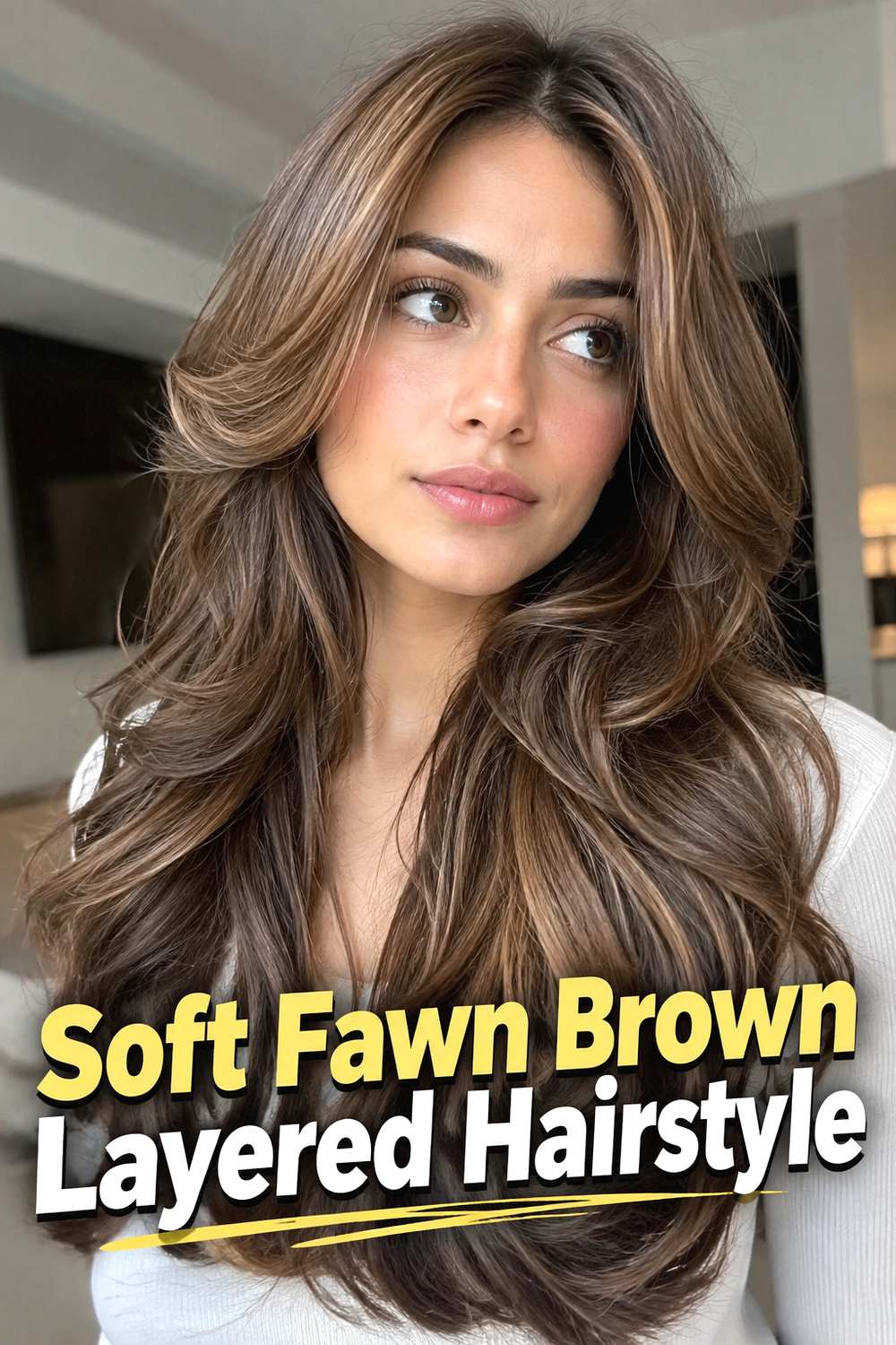 Soft Fawn Brown Layered Hairstyle