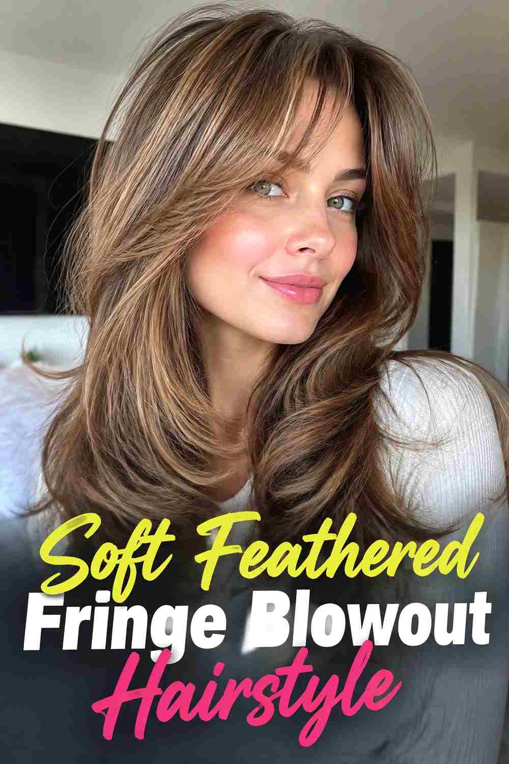 2. Soft Feathered Fringe Blowout Hairstyle